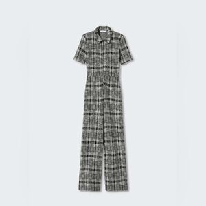 MANGO Short Sleeve Tweed Jumpsuit